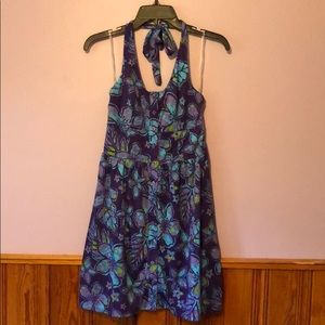 Juniors Arizona Floral Purple Halter Dress Medium